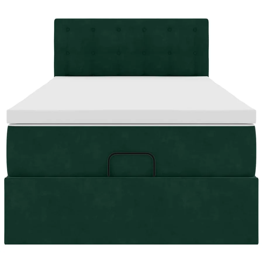 Lit ottoman avec matelas et LED Vert foncé 80x200cm velours - 8