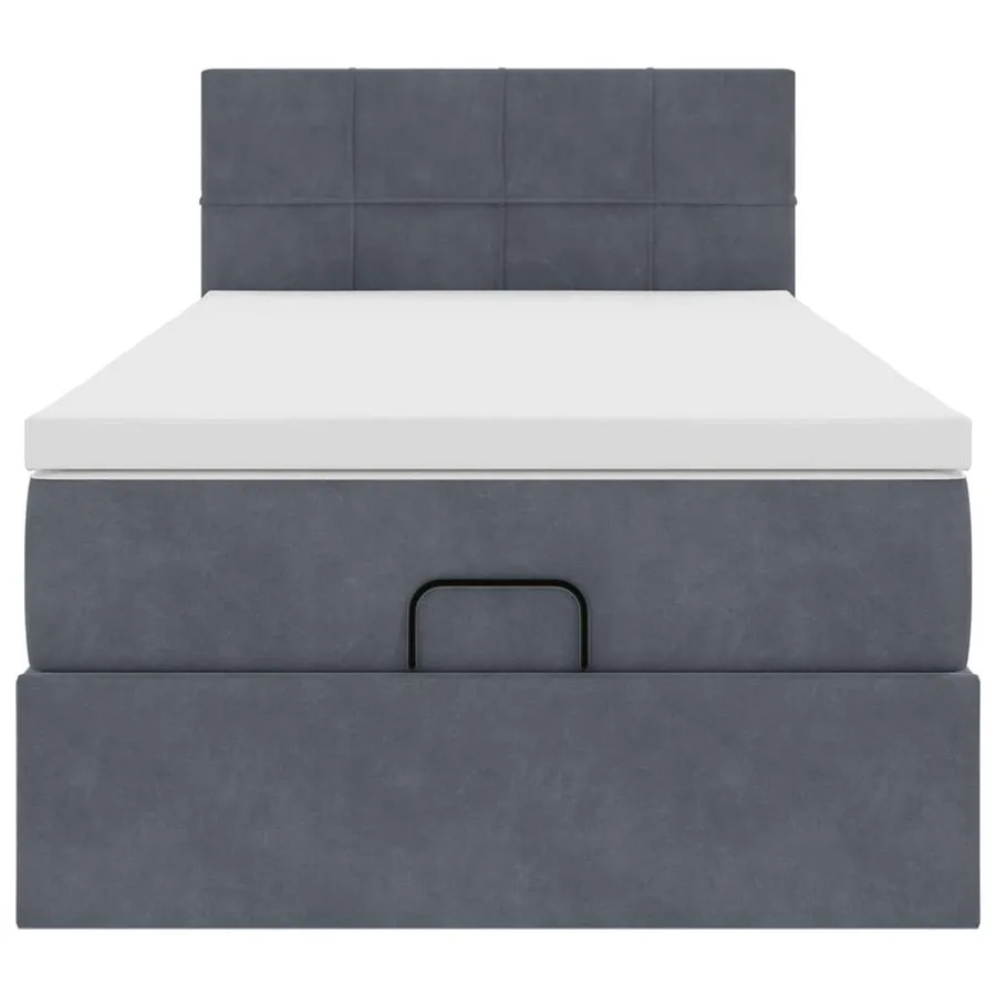Cadre de lit ottoman avec matelas gris foncé 80x200 cm velours - 6