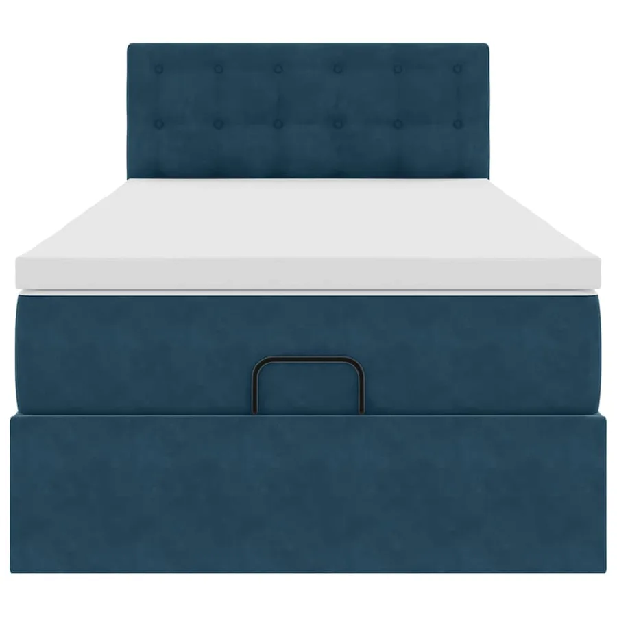 Cadre de lit ottoman avec matelas bleu foncé 80x200 cm velours - 6