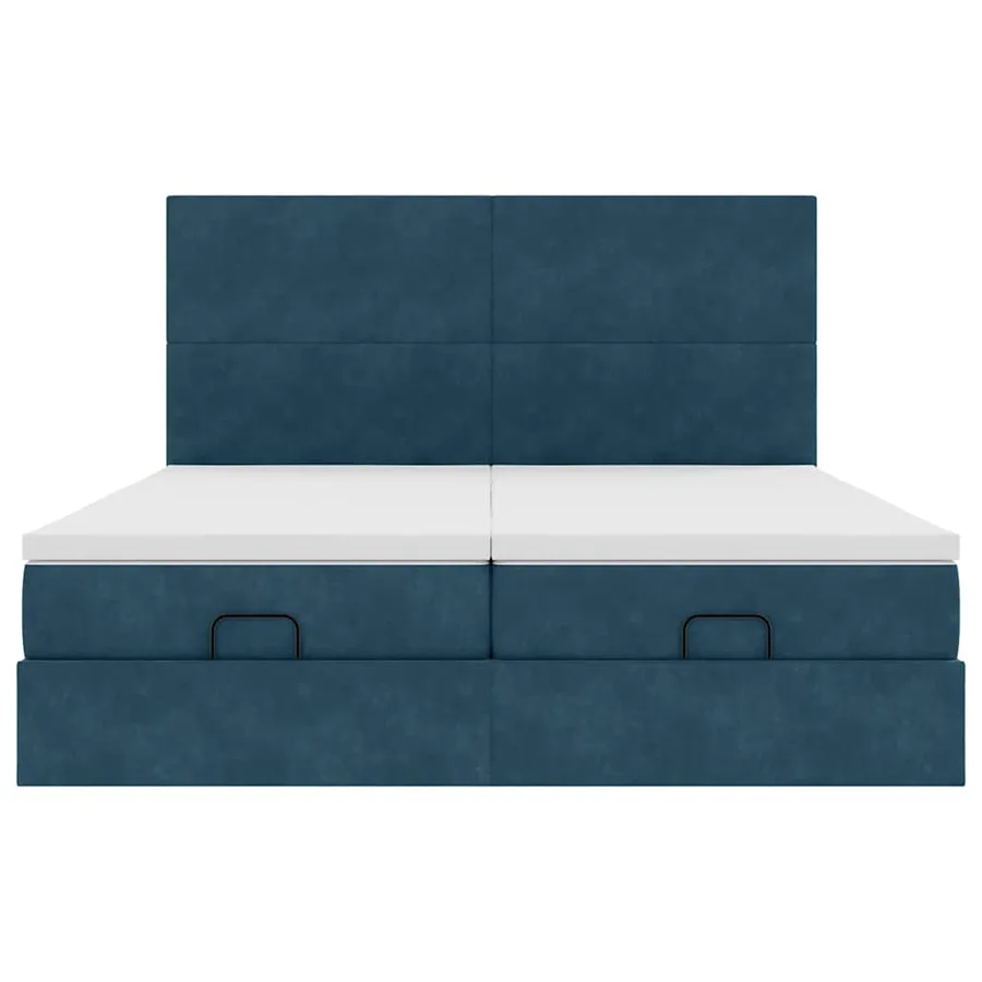 Cadre de lit ottoman avec matelas bleu foncé 160x200 cm velours - 8