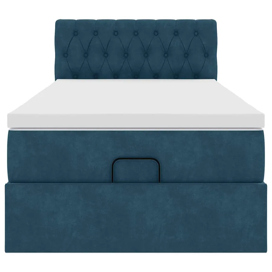 Lit ottoman avec matelas et LED bleu foncé 80x200cm velours - 8