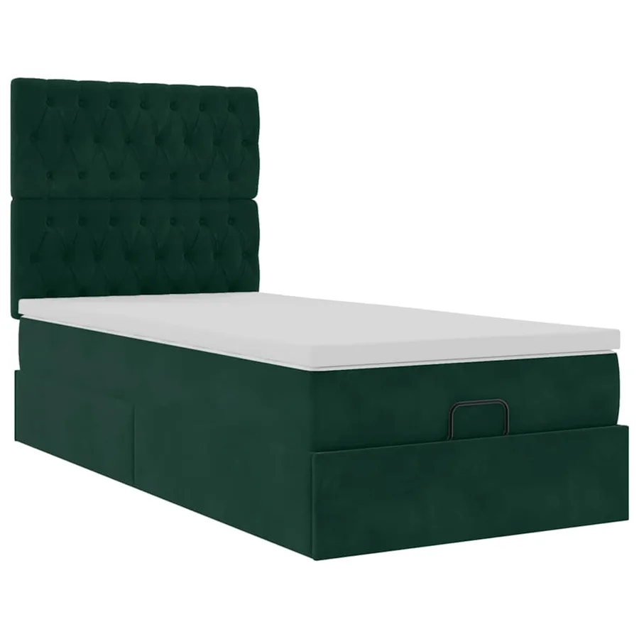 Cadre de lit ottoman avec matelas vert foncé 80x200 cm velours - 6