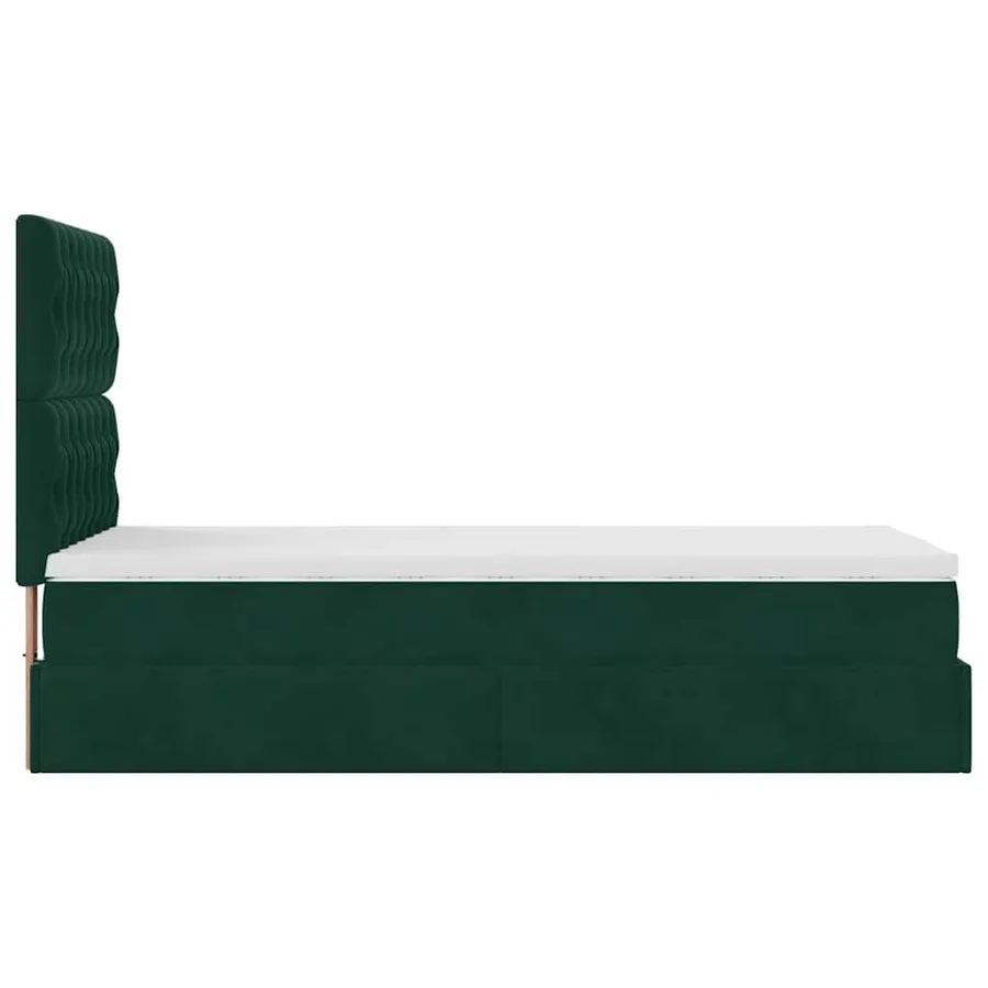 Cadre de lit ottoman avec matelas vert foncé 80x200 cm velours - 8