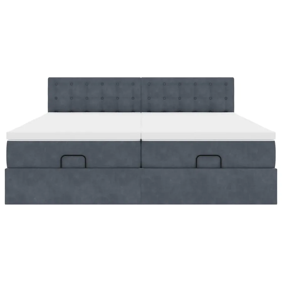 Cadre de lit ottoman avec matelas gris foncé 160x200cm velours - 7