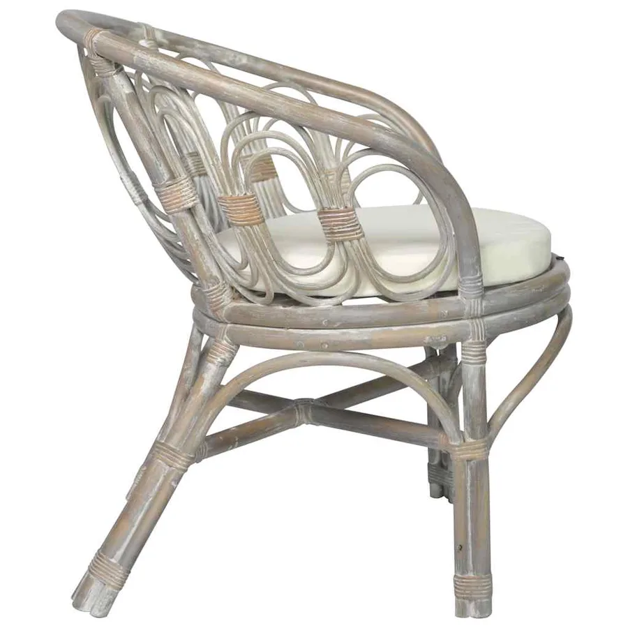 Chaise de salle à manger avec coussin gris Rotin naturel et lin - 3