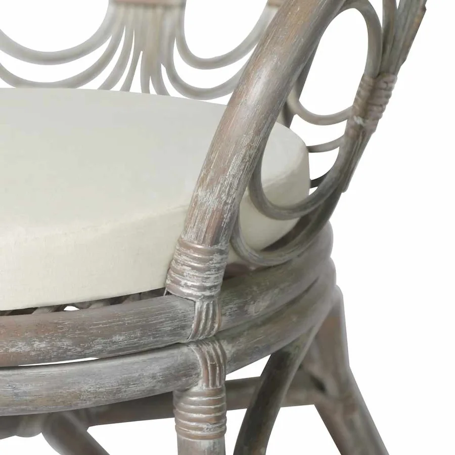 Chaise de salle à manger avec coussin gris Rotin naturel et lin - 5