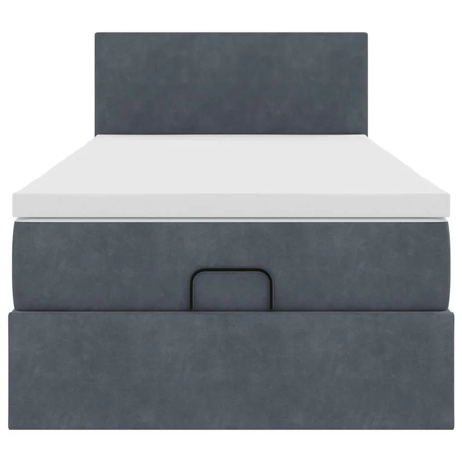 Cadre de lit ottoman avec matelas gris foncé 80x200 cm velours - 8