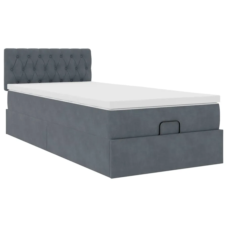 Cadre de lit ottoman avec matelas gris foncé 80x200 cm velours - 5