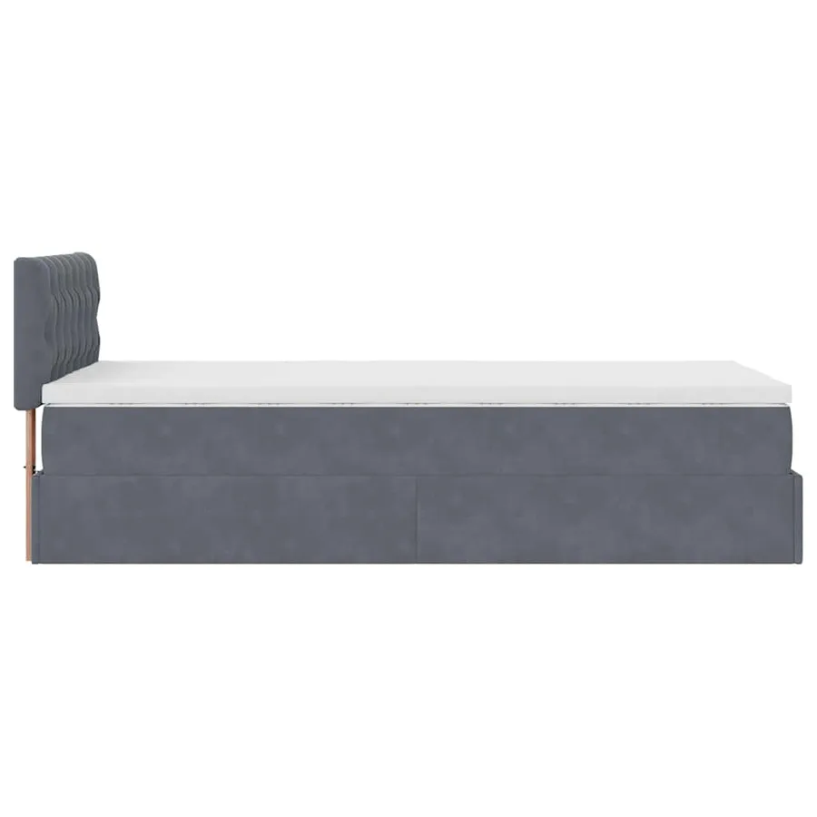 Cadre de lit ottoman avec matelas gris foncé 80x200 cm velours - 9