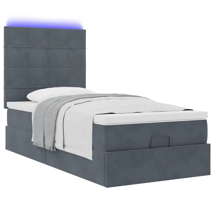 Cadre de lit ottoman avec matelas gris foncé 80x200 cm velours - 6