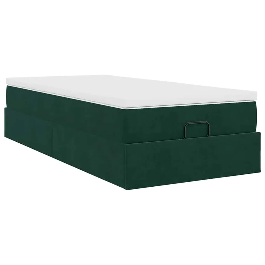 Cadre de lit ottoman avec matelas vert foncé 80x200 cm velours - 10
