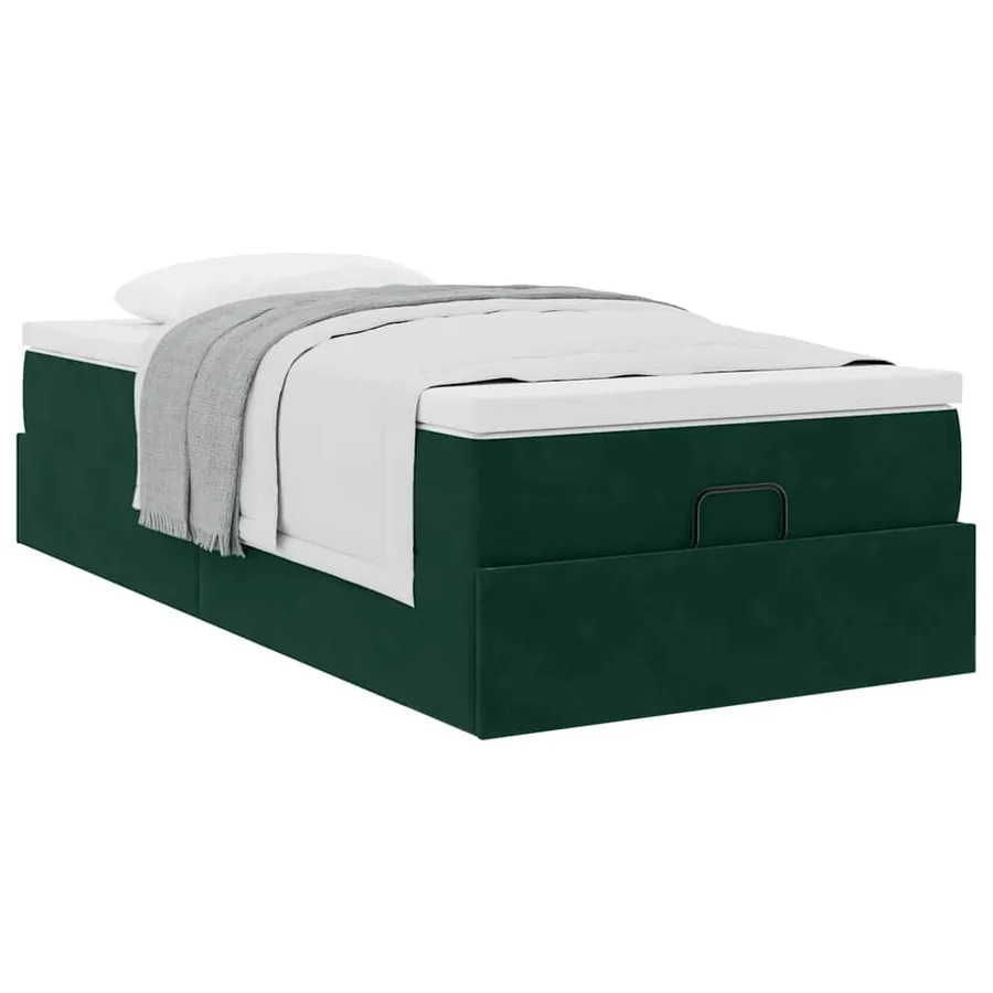Cadre de lit ottoman avec matelas vert foncé 80x200 cm velours - 5