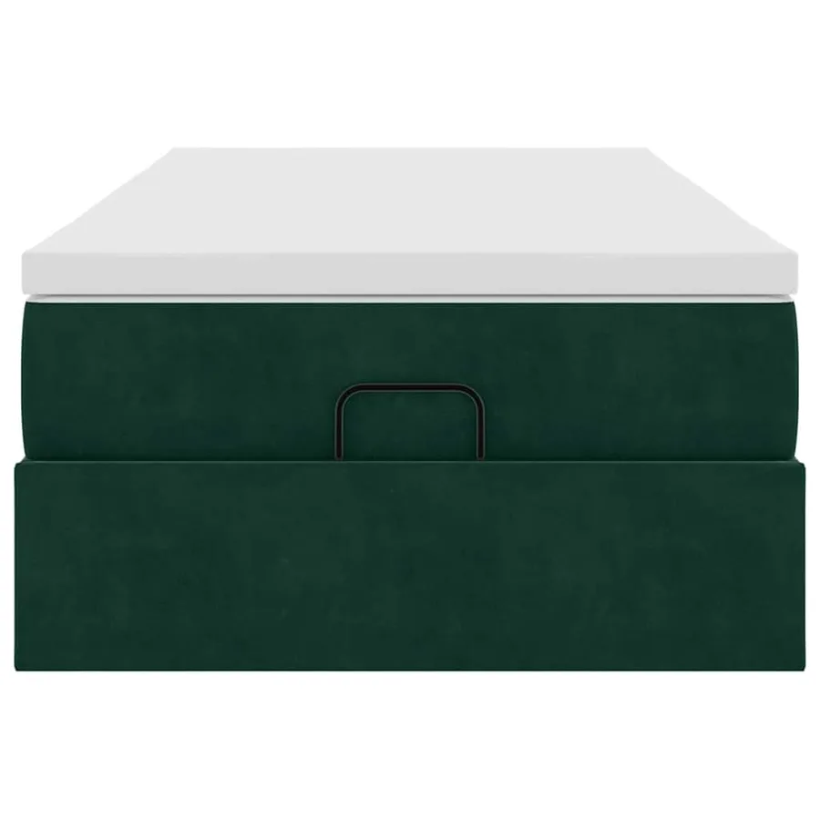 Cadre de lit ottoman avec matelas vert foncé 80x200 cm velours - 7