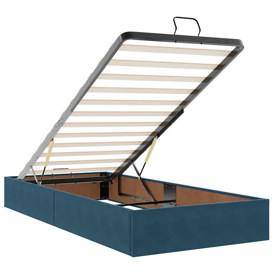 Cadre de lit ottoman avec matelas bleu foncé 80x200 cm velours - 12