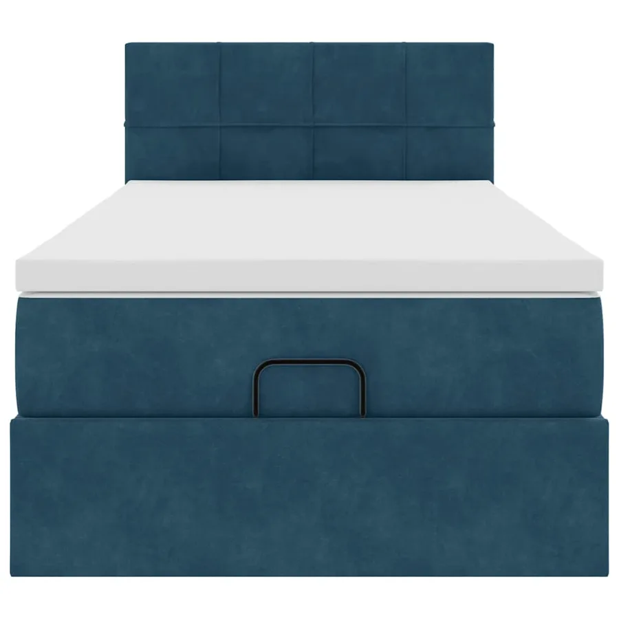 Cadre de lit ottoman avec matelas bleu foncé 80x200 cm velours - 7
