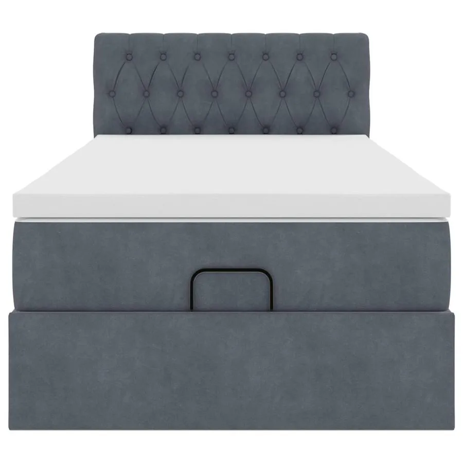 Cadre de lit ottoman avec matelas gris foncé 80x200 cm velours - 5