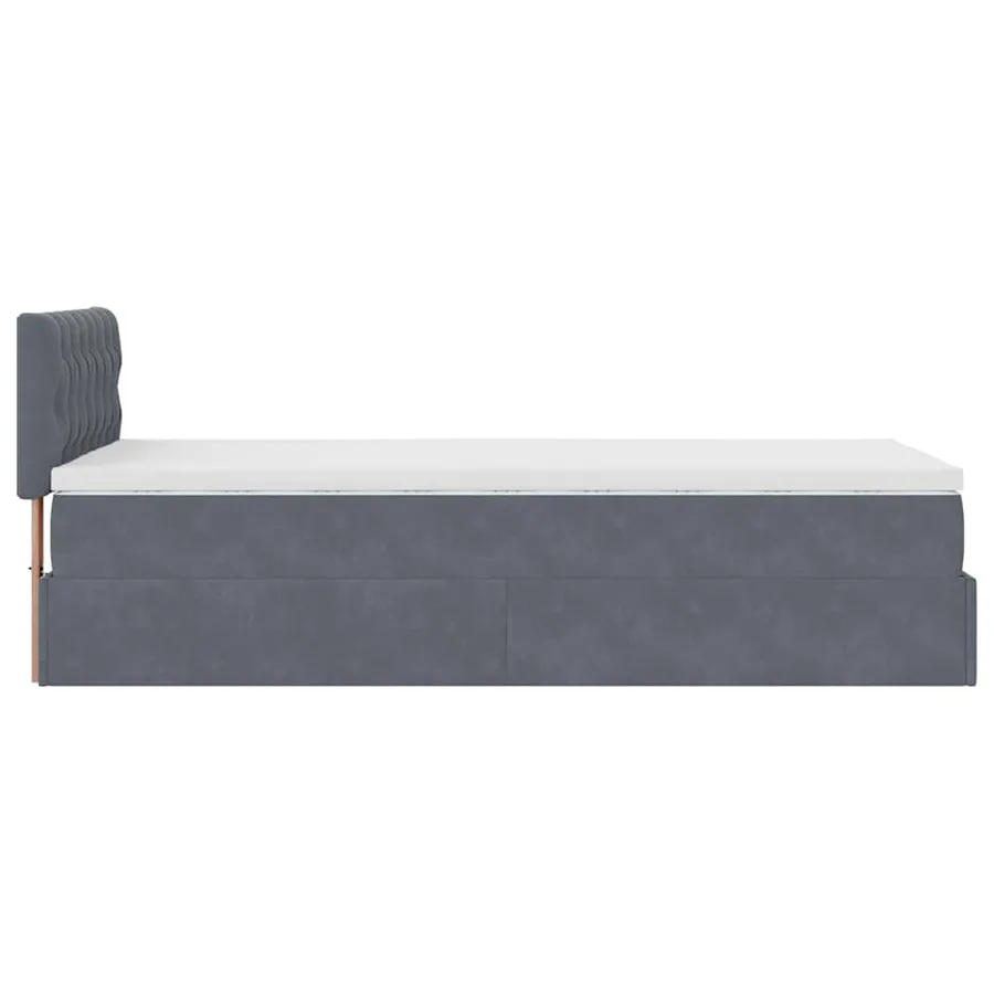 Cadre de lit ottoman avec matelas gris foncé 80x200 cm velours - 8