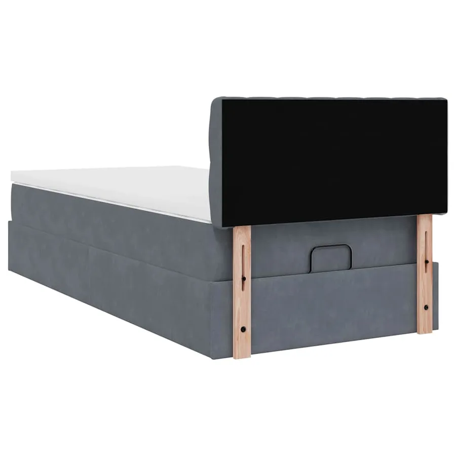 Cadre de lit ottoman avec matelas gris foncé 80x200 cm velours - 9