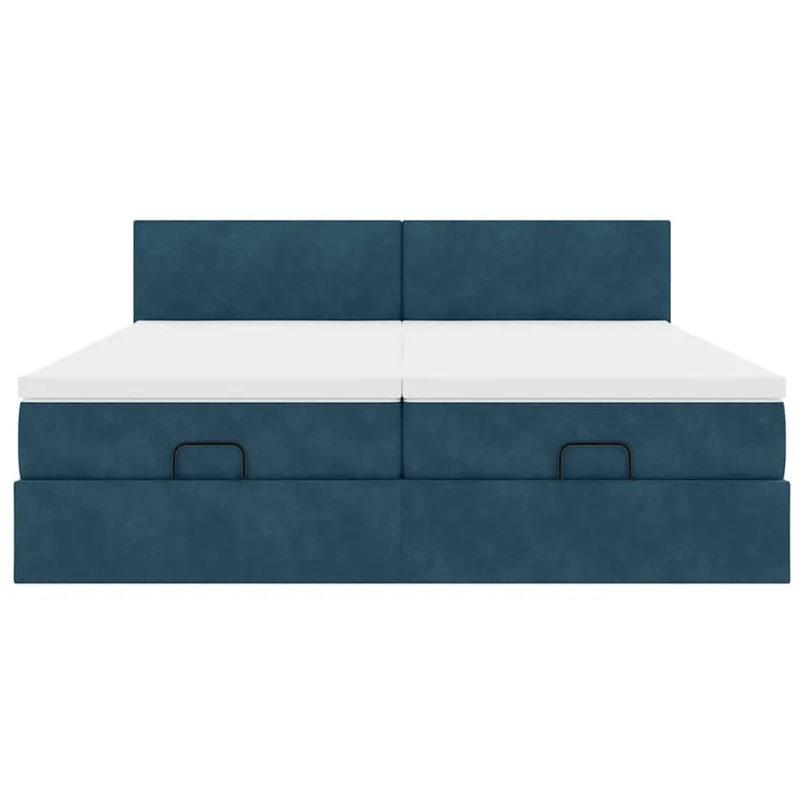 Cadre de lit ottoman avec matelas bleu foncé 160x200 cm velours - 7