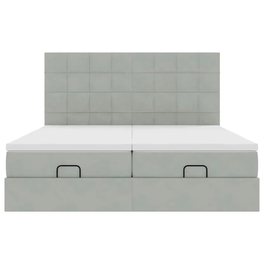 Cadre de lit ottoman et matelas gris clair 160x200cm velours - 8