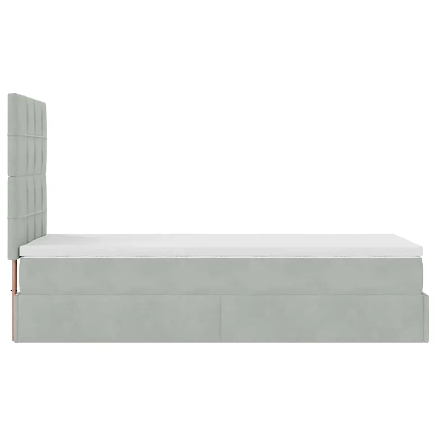 Cadre de lit ottoman avec matelas gris clair 80x200 cm velours - 8