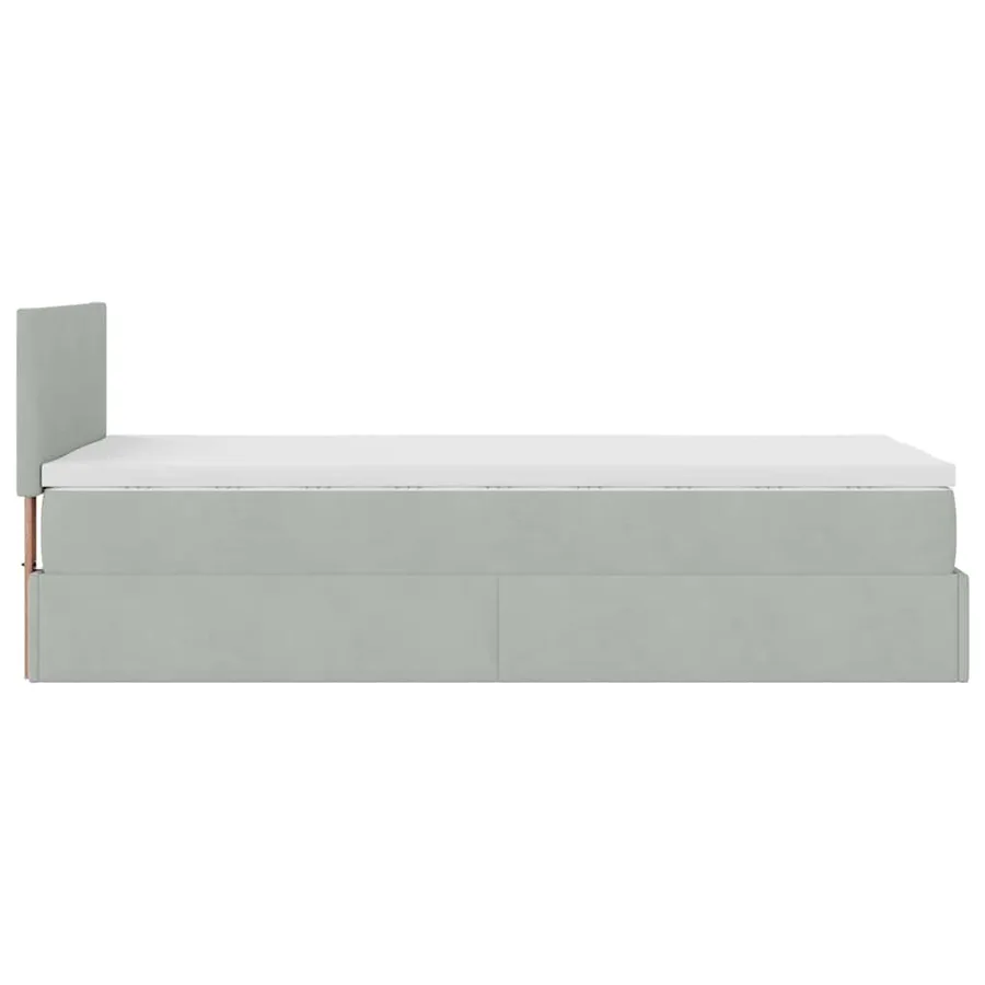 Cadre de lit ottoman avec matelas gris clair 80x200 cm velours - 10