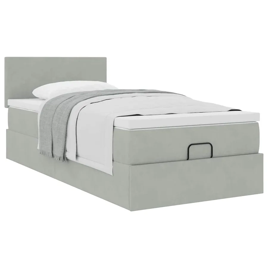 Cadre de lit ottoman avec matelas gris clair 80x200 cm velours - 5