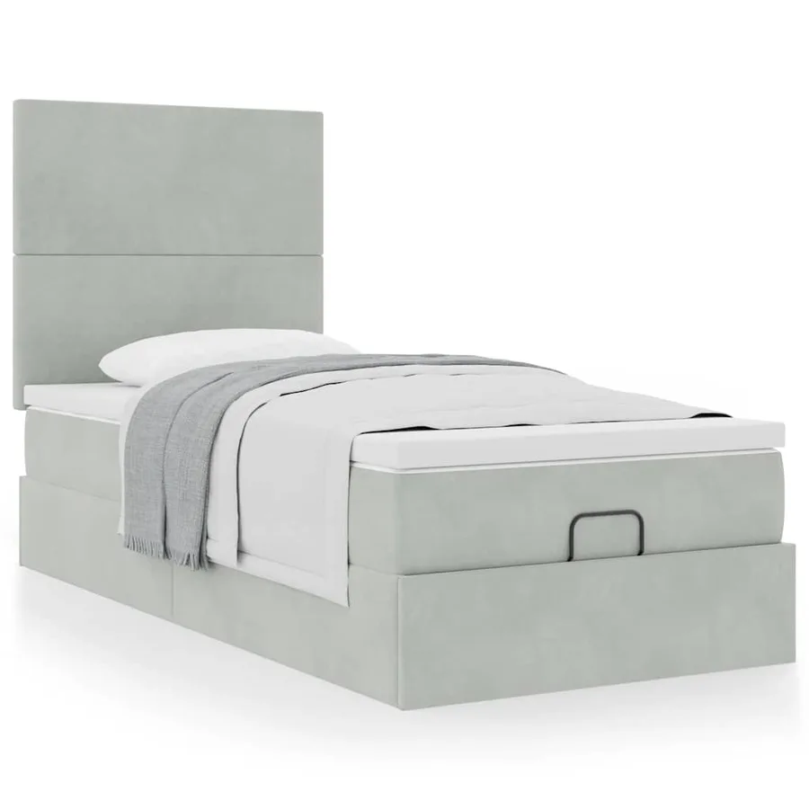 Cadre de lit ottoman avec matelas gris clair 80x200 cm velours - 4