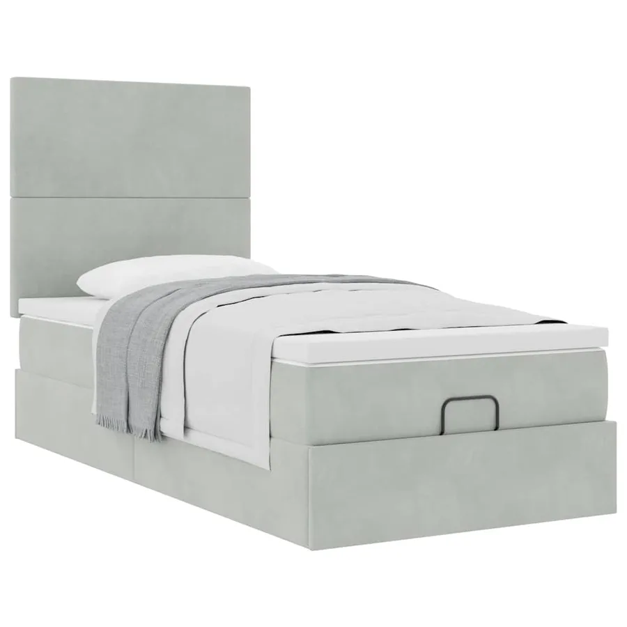 Cadre de lit ottoman avec matelas gris clair 80x200 cm velours - 5