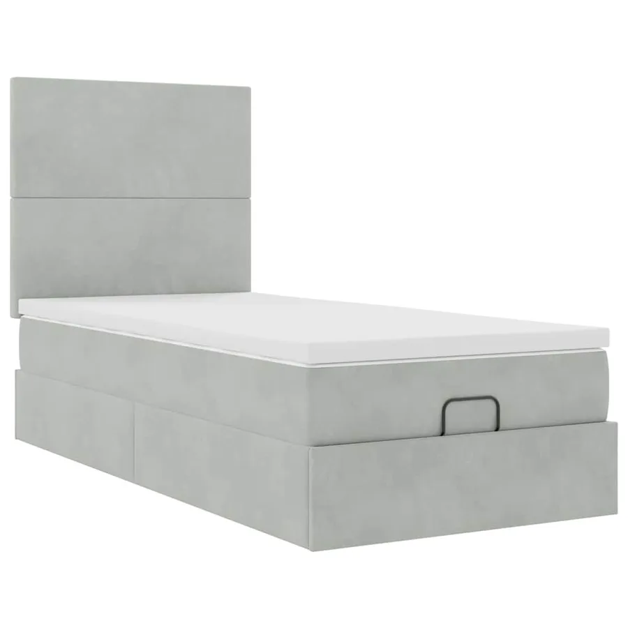 Cadre de lit ottoman avec matelas gris clair 80x200 cm velours - 6