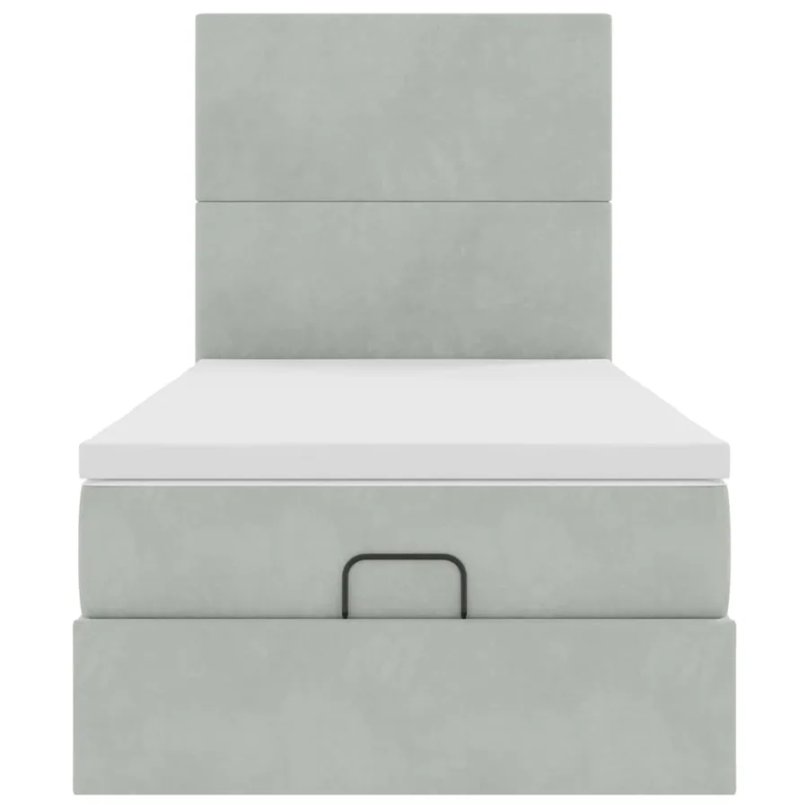 Cadre de lit ottoman avec matelas gris clair 80x200 cm velours - 7