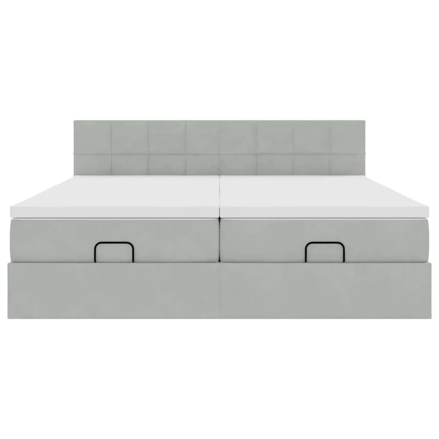 Cadre de lit ottoman et matelas gris clair 160x200cm velours - 7