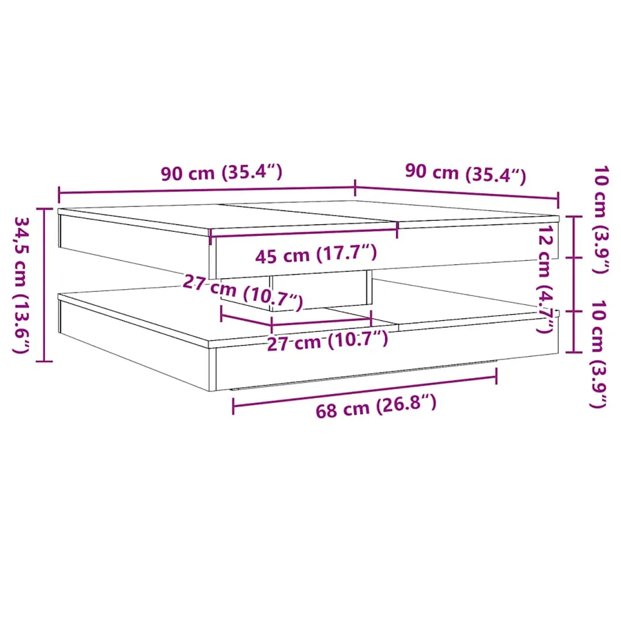 Table basse rotative à 360 degrés blanc 90x90x34,5 cm - 10
