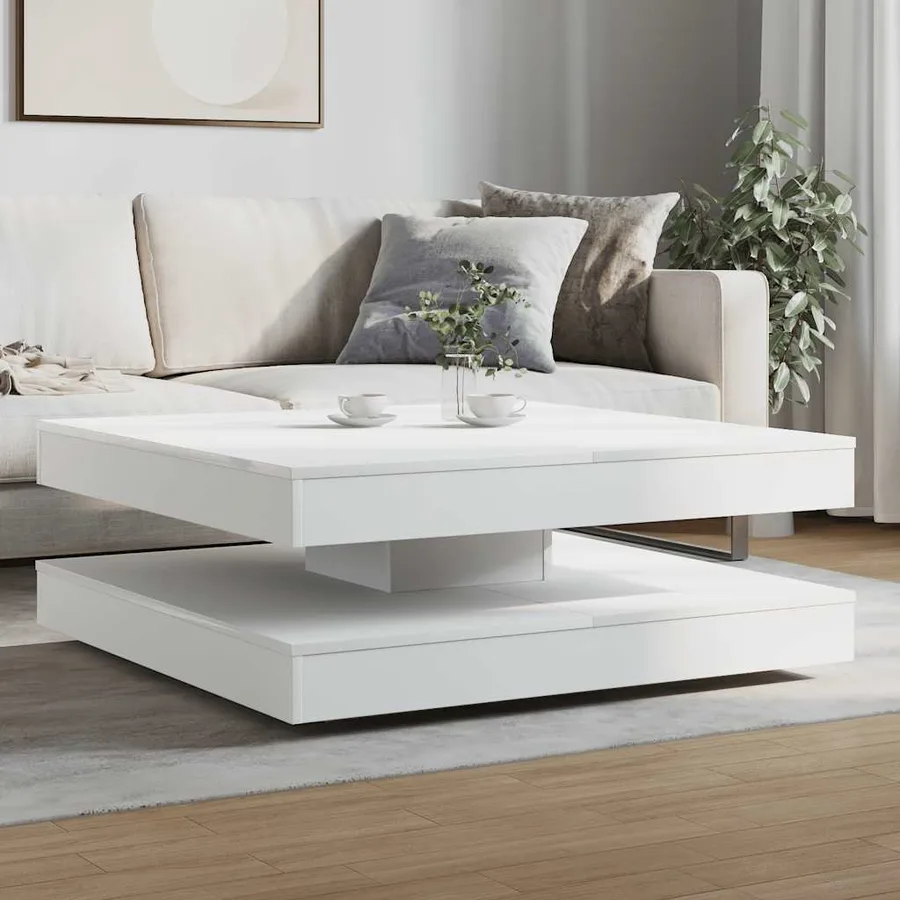 Table basse rotative à 360 degrés blanc 90x90x34,5 cm - 3