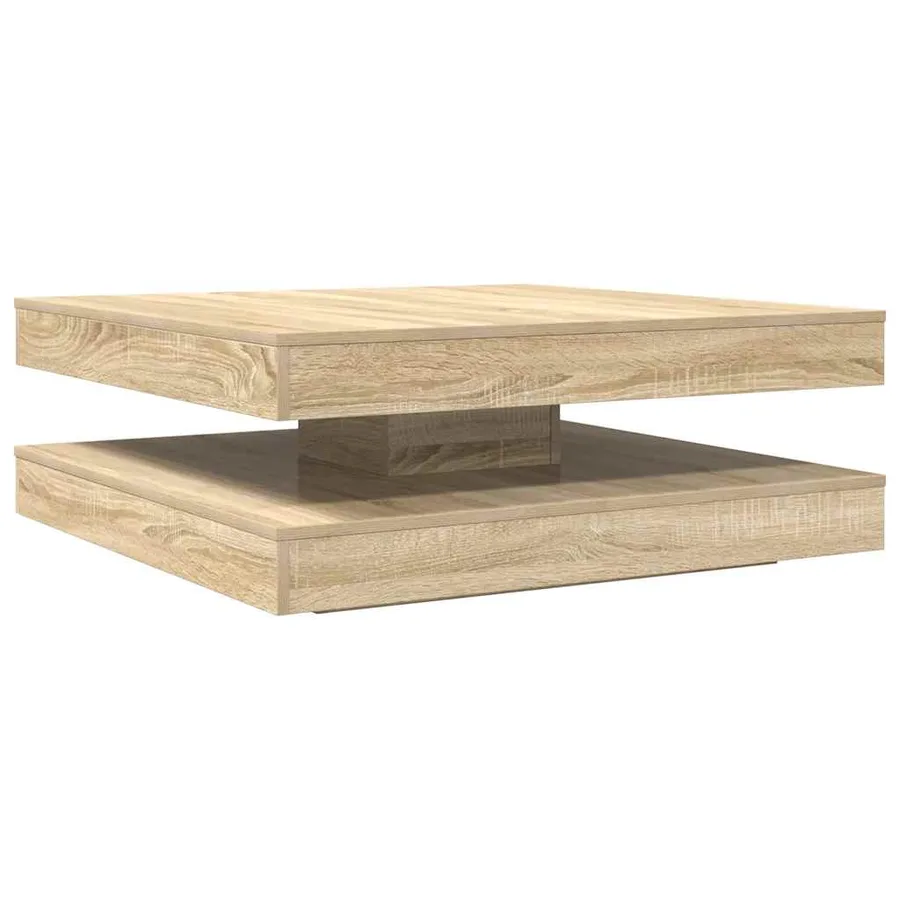 Table basse rotative à 360 degrés chêne sonoma 90x90x34,5 cm - 2