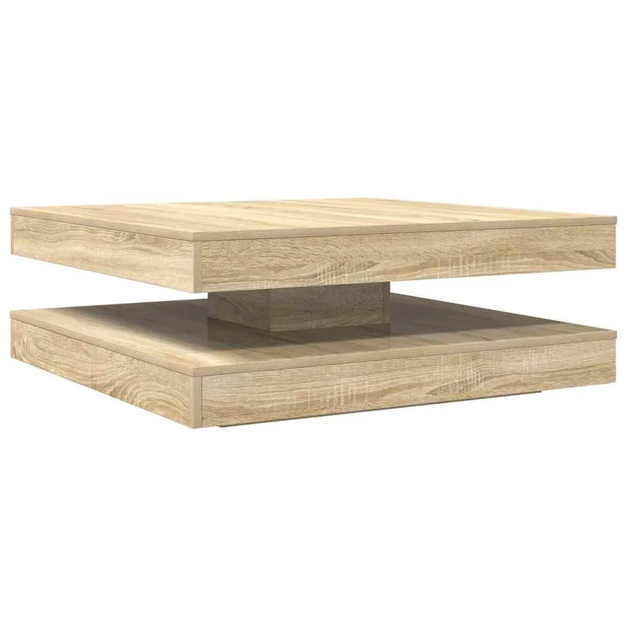 Table basse rotative à 360 degrés chêne sonoma 90x90x34,5 cm - 6