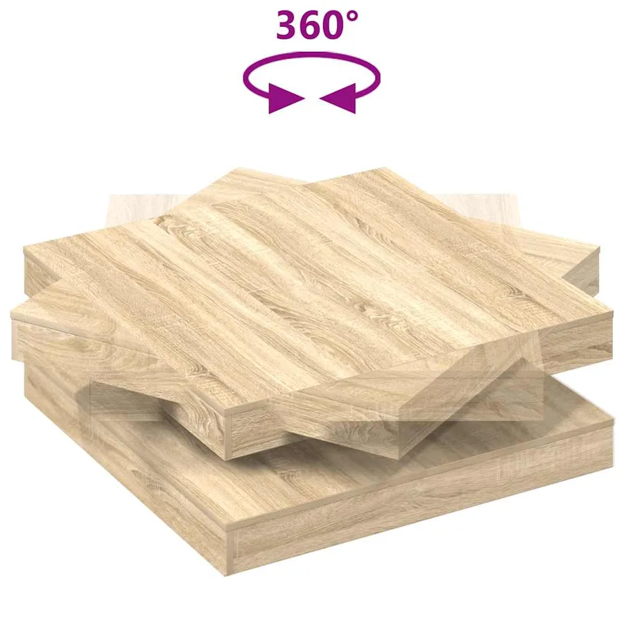 Table basse rotative à 360 degrés chêne sonoma 90x90x34,5 cm - 7