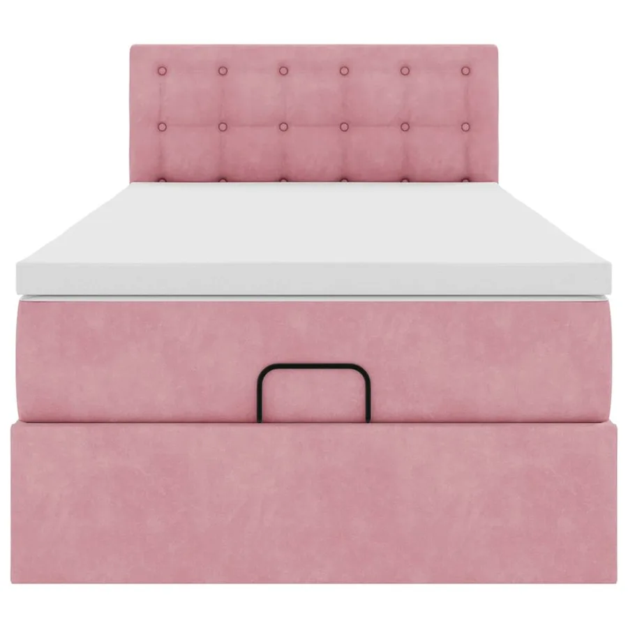 Lit ottoman avec matelas et LED rose 80x200cm velours - 7