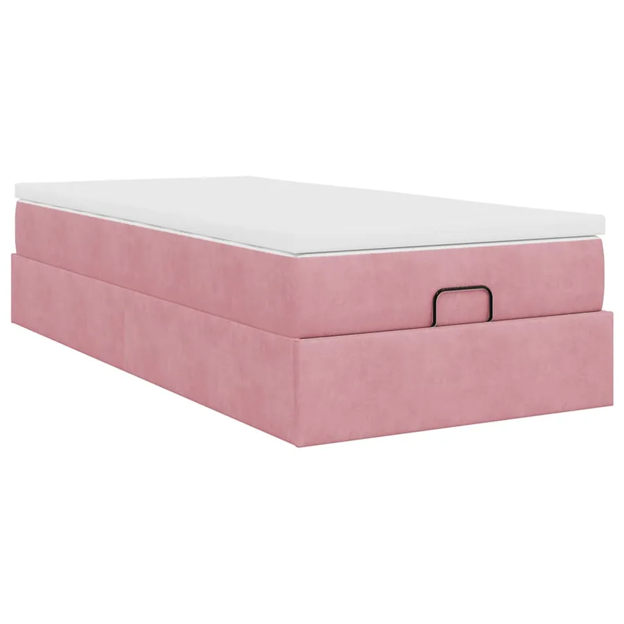 Cadre de lit ottoman avec matelas rose 80x200 cm velours - 10