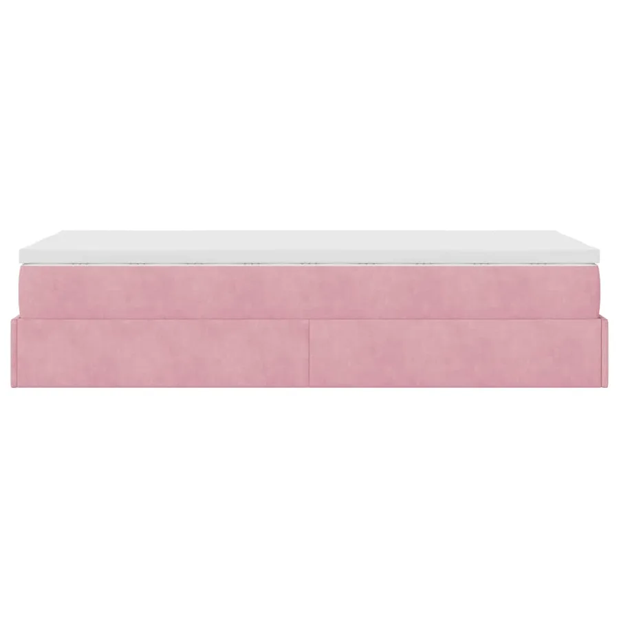 Cadre de lit ottoman avec matelas rose 80x200 cm velours - 9