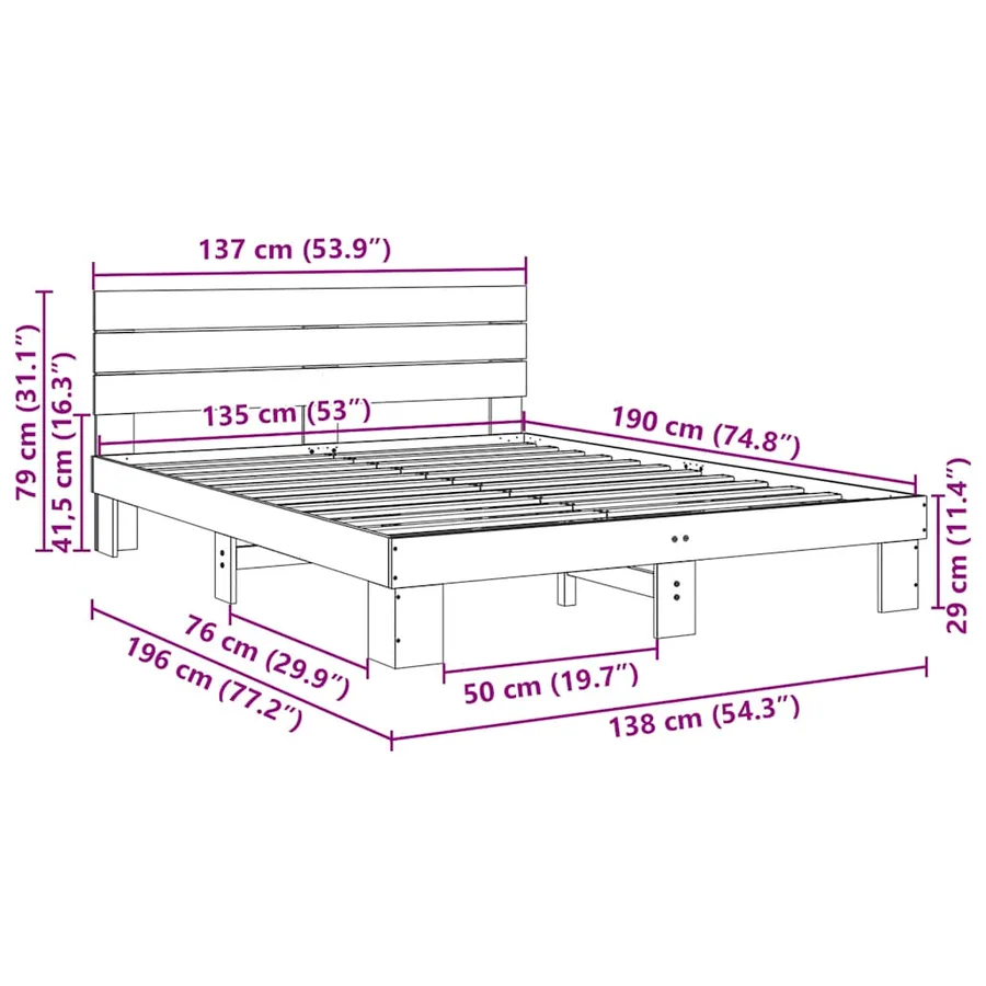 Cadre de lit avec tête de lit sans matelas 135 x 190 cm - 11