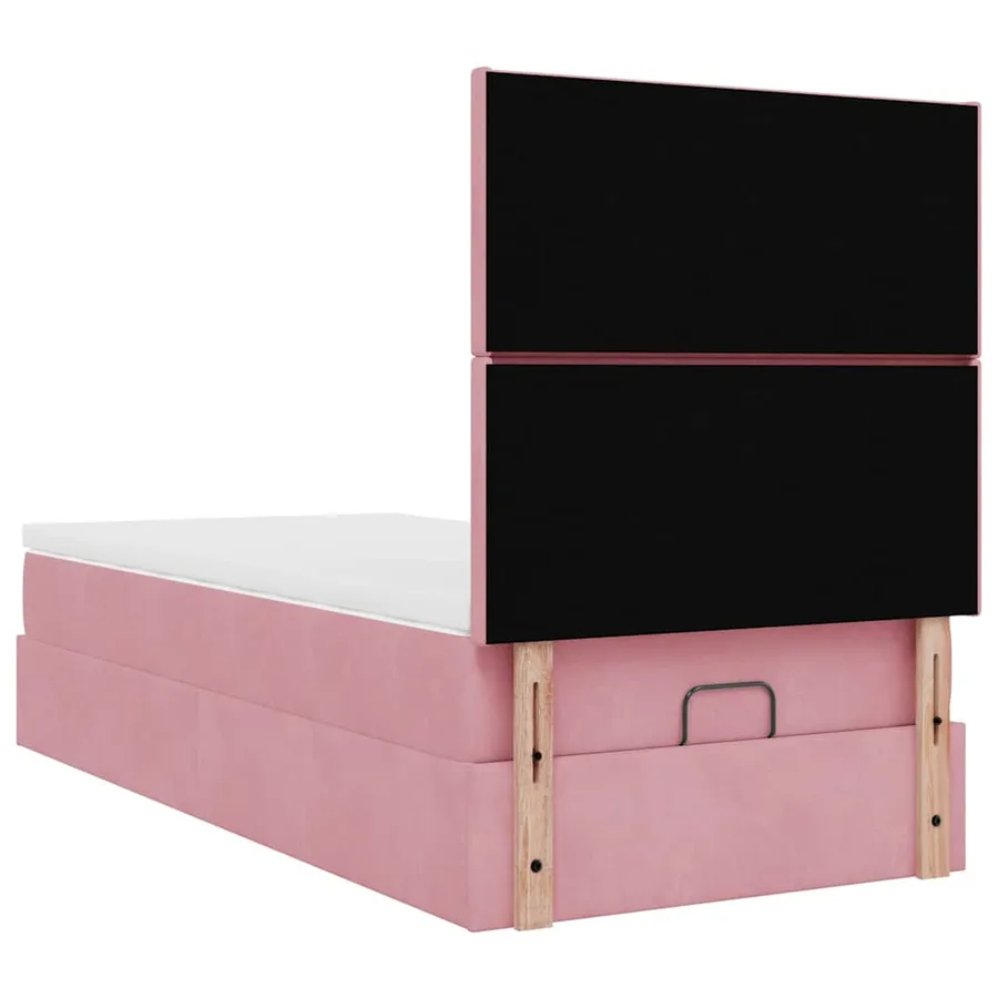 Cadre de lit ottoman avec matelas rose 80x200 cm velours - 10