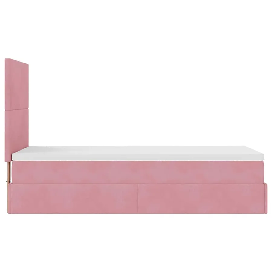 Cadre de lit ottoman avec matelas rose 80x200 cm velours - 9