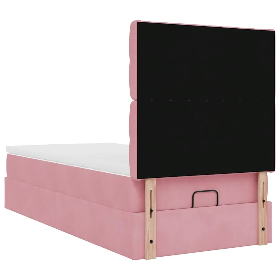 Cadre de lit ottoman avec matelas rose 80x200 cm velours - 10