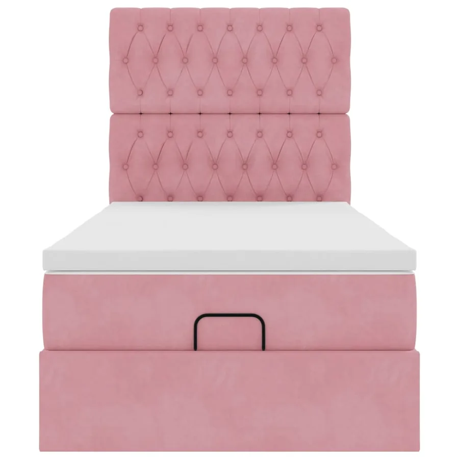 Cadre de lit ottoman avec matelas rose 80x200 cm velours - 8