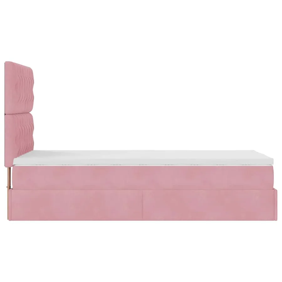 Cadre de lit ottoman avec matelas rose 80x200 cm velours - 9