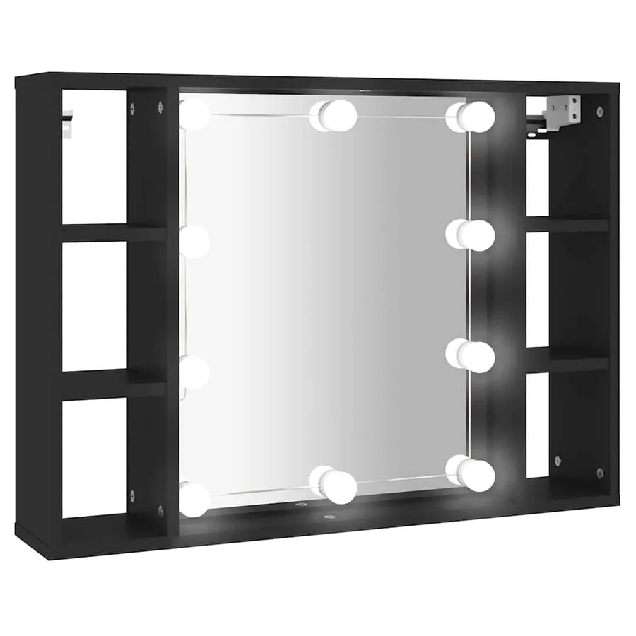 Armoire à miroir avec LED noir 76x15x55 cm - 2
