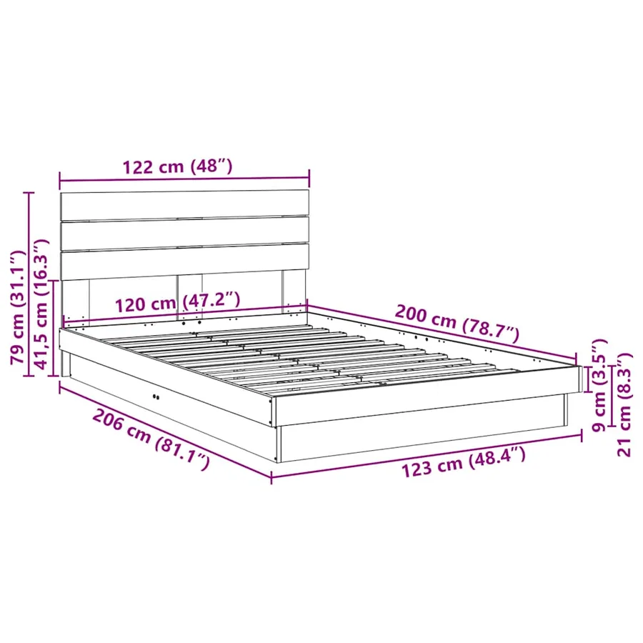 Cadre de lit avec tête de lit sans matelas 120x200 cm - 11