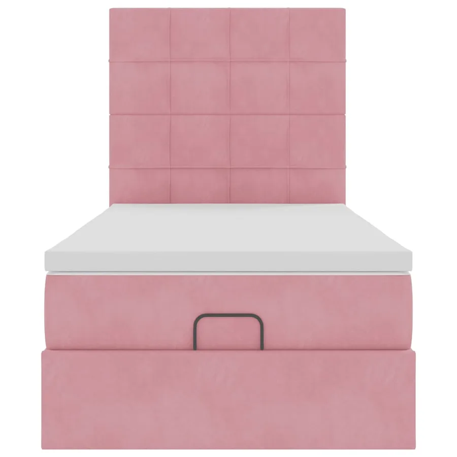Cadre de lit ottoman avec matelas rose 80x200 cm velours - 7