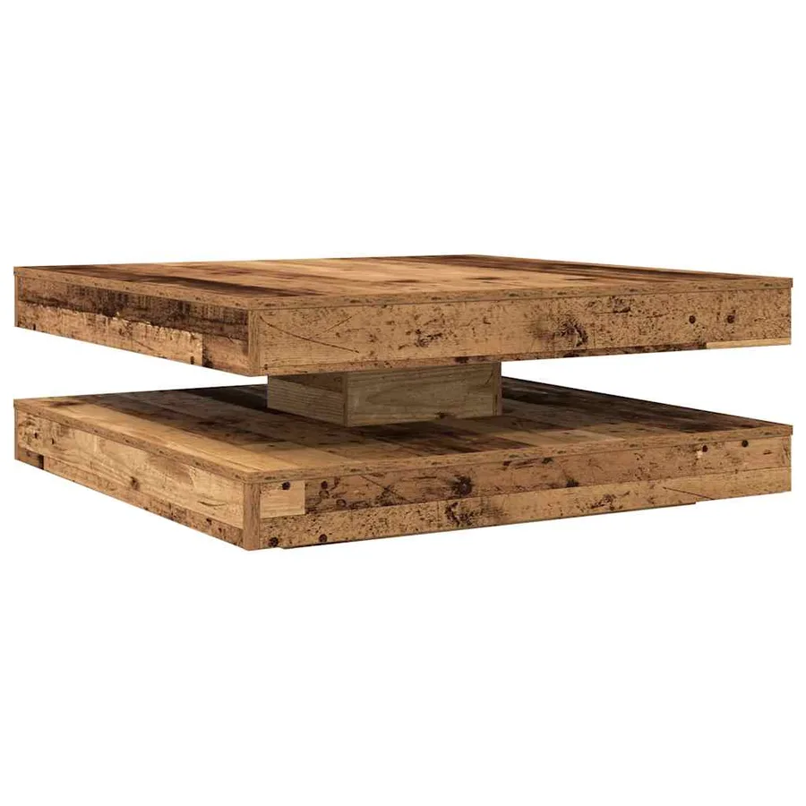 Table basse rotative à 360 degrés vieux bois 90x90x34,5 cm - 6